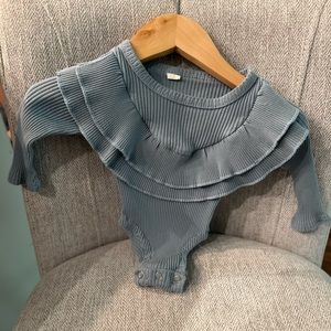 Blue ruffle onesie